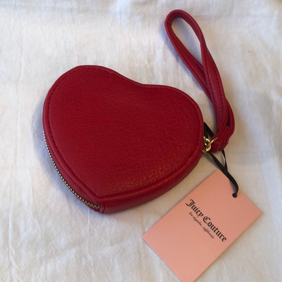 Juicy Couture Cool Red No Rules Heart Zip Around Wristlet JC Logo NWT - Picture 8 of 16